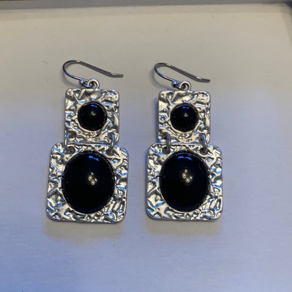None Jewelry - Sterling Silver earrings with black onyx stones